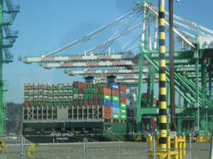 Container ship docked in Tacoma