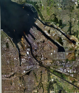 Port of Tacoma from the air, from brochure