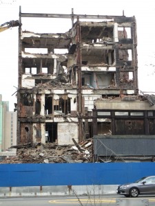 Demolition proceeds across from Military Park, Newark