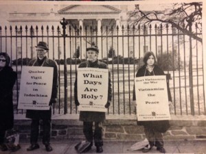 In front of the White House in DC in 197x with a Quaker group